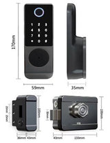 Waterproof Rim Lock Model Y1812-4 for Door thickness: 30-90mm,Unlock by TTlock APP / Password / Fingerprint / card / key