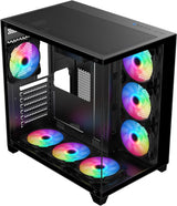 SHARX PROFIN ATX Min-Tower Gaming PC Case, With 7X 120mm Pre-Installed  ARGB Fans Model INF700