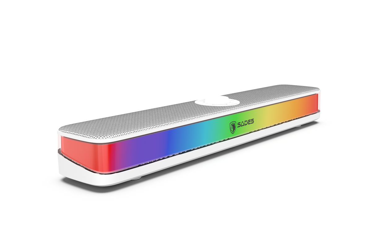 Sades Posevolt SA-SP01-W compact Desktop Soundbar with 6 RGB Modes - White