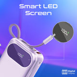 Promate 20000mAh Ultra Compact 35W SuperSpeed Power Bank with Built-In USB-C & Lightning Cable - Purple