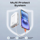 بنك طاقة بروميت فائق الصغر بسعة 30000 مللي أمبير، بقوة 35 واط، مزود بكابل USB-C وكابل Lightning مدمجين - أبيض