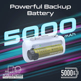 Promate 5000mAh Ultra-Compact fast charging Power Bank with Dual Folding USB-C & Lightning Connector - Blue