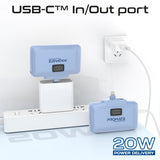 Promate 10000mAh Ultra-Compact fast charging Power Bank with Dual Folding USB-C & Lightning Connector - Blue