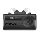 Promate 5000mAh Ultra-Compact fast charging Power Bank with Dual Folding USB-C & Lightning Connector  &  Apple Watch Charge