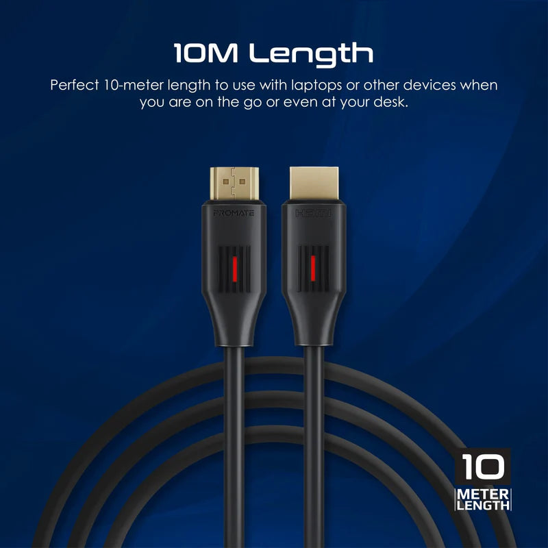Promate Ultra-High Definition 4K@60Hz HDMI Audio Video Cable - 10M