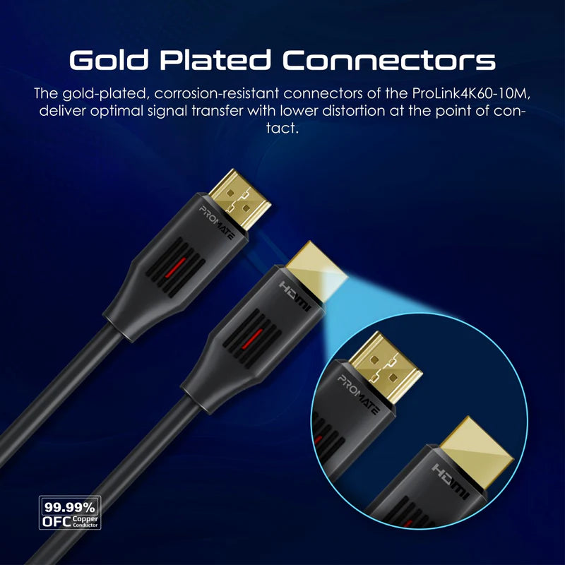 Promate Ultra-High Definition 4K@60Hz HDMI Audio Video Cable - 10M