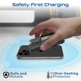 Promate 10000mAh Ultra-Compact 3 in 1 MagSafe Compatible Wireless Charging Power Bank 15W MagSafe Compatible Charger - Black