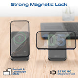 Promate 10000mAh Ultra-Compact 3 in 1 MagSafe Compatible Wireless Charging Power Bank 15W MagSafe Compatible Charger - Black