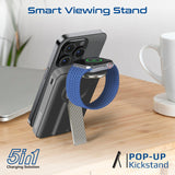 Promate 10000mAh Ultra-Compact 3 in 1 MagSafe Compatible Wireless Charging Power Bank 15W MagSafe Compatible Charger - Black