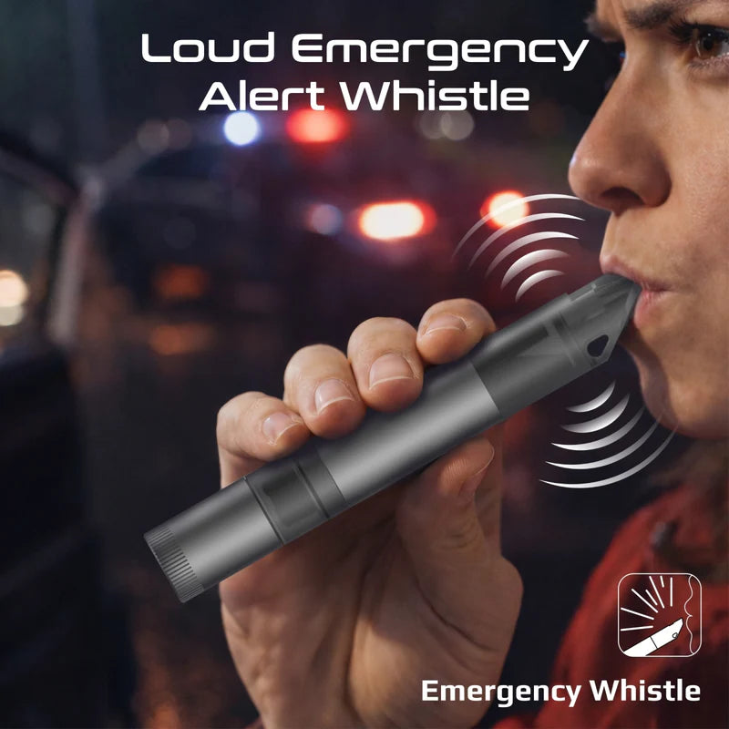 4-in-1 Emergency Safety Tool with LED Flashlight, Window Breaker Hammer, Seatbelt Cutter, Emergency Whistle, Compact Vehicle Escape Tool for Cars,