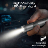 4-in-1 Emergency Safety Tool with LED Flashlight, Window Breaker Hammer, Seatbelt Cutter, Emergency Whistle, Compact Vehicle Escape Tool for Cars,
