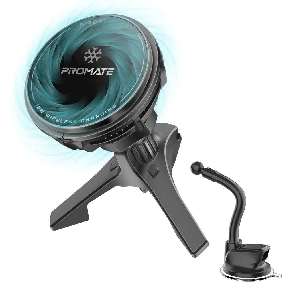 Promate MagChill-GA 15W ActiveCool Cradleless Qi2 Certified Wireless Smartphone Charger Mount