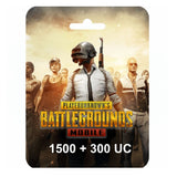 ببجي موبايل – 1500 يو سي + 300 يو سي – 25 دولار (يتم الإرسال عبر SMS)