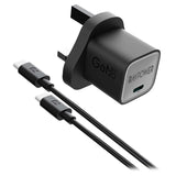 راف باور RP-PC1057 شاحن حائط GaN بقوة 20 واط + كابل USB-C إلى USB-C أسود