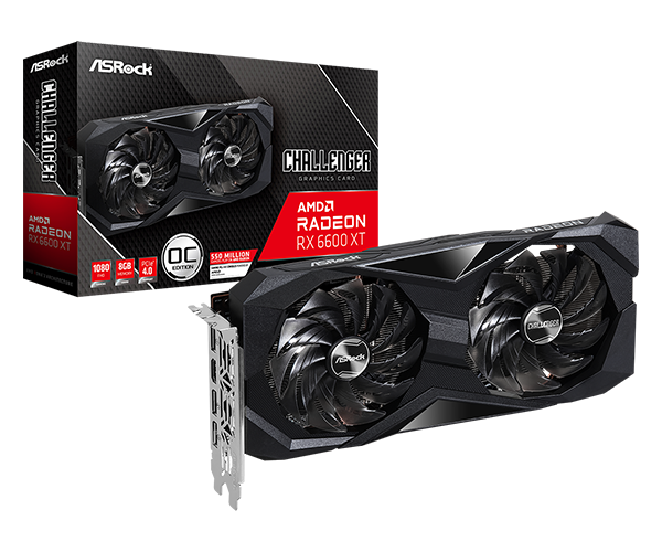 AsRock AMD Radeon RX 6600 XT Challenger D 8GB OC Gaming Graphics Card - Black