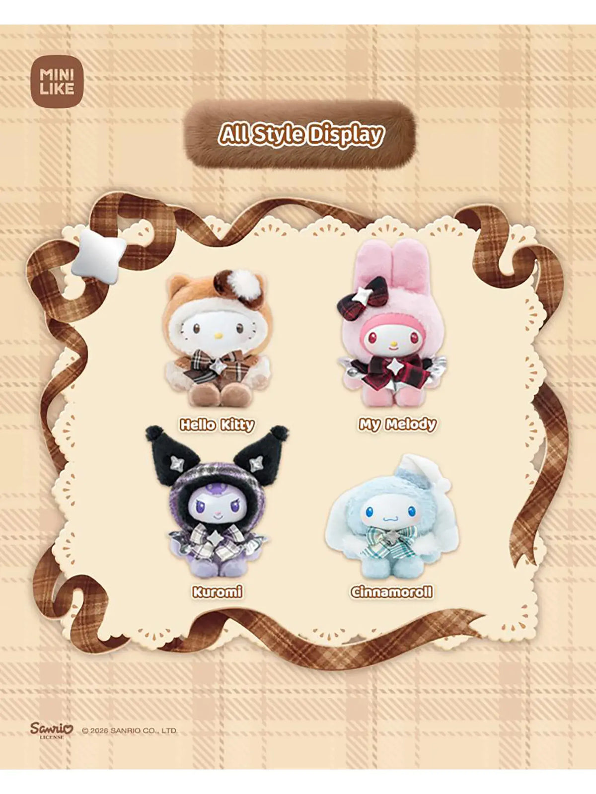 Sanrio characters Fuzzy Style Series Plush Relaxing Toy Sanr (Blind Box) selling per piece - 25MR-016