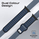 Promate Durable Two-Toned Silicone Sporty Watch Band For Apple Watch Series 1~9, SE & Ultra 1~2  Made from Premium Silicone materials - Blue