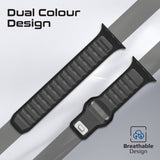 Promate Durable Two-Toned Silicone Sporty Watch Band For Apple Watch Series 1~9, SE & Ultra 1~2  Made from Premium Silicone materials - Black