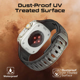 Promate Durable Two-Toned Silicone Sporty Watch Band For Apple Watch Series 1~9, SE & Ultra 1~2  Made from Premium Silicone materials - Black