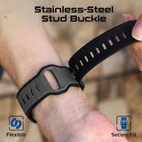 Promate Durable Two-Toned Silicone Sporty Watch Band For Apple Watch Series 1~9, SE & Ultra 1~2  Made from Premium Silicone materials - Black