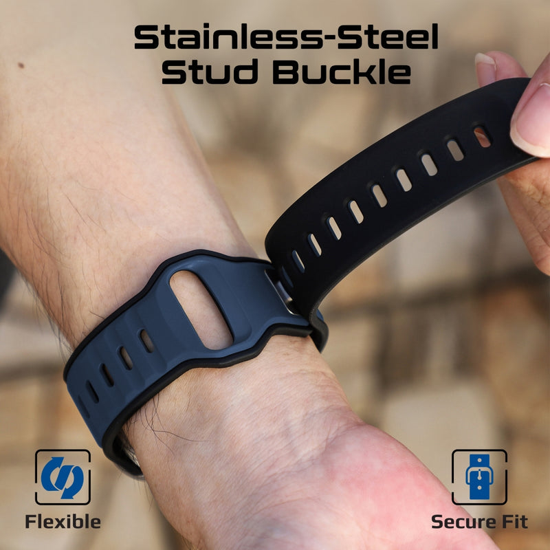 Promate Durable Two-Toned Silicone Sporty Watch Band For Apple Watch Series 1~9, SE & Ultra 1~2  Made from Premium Silicone materials - Blue