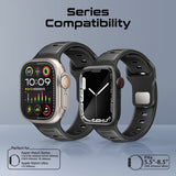 Promate Durable Two-Toned Silicone Sporty Watch Band For Apple Watch Series 1~9, SE & Ultra 1~2  Made from Premium Silicone materials - Black