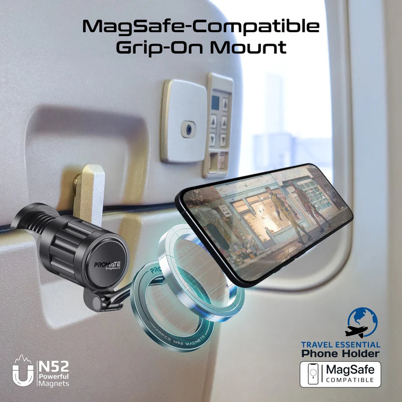 Promate 360° Rotating Magnetic Smartphone Grip-On Mount - Black