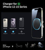 حامل سيارة Choetech T208-F مغناطيسي مع شحن لاسلكي 15W – تركيب على التكييف أو الطبلون – متوافق مع MagSafe – أسود