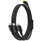 كابل بيسيوس سيلكي للشحن السريع USB-C إلى M+L+C بقدرة 100 واط وطول 1.5 متر – أسود كوزمك