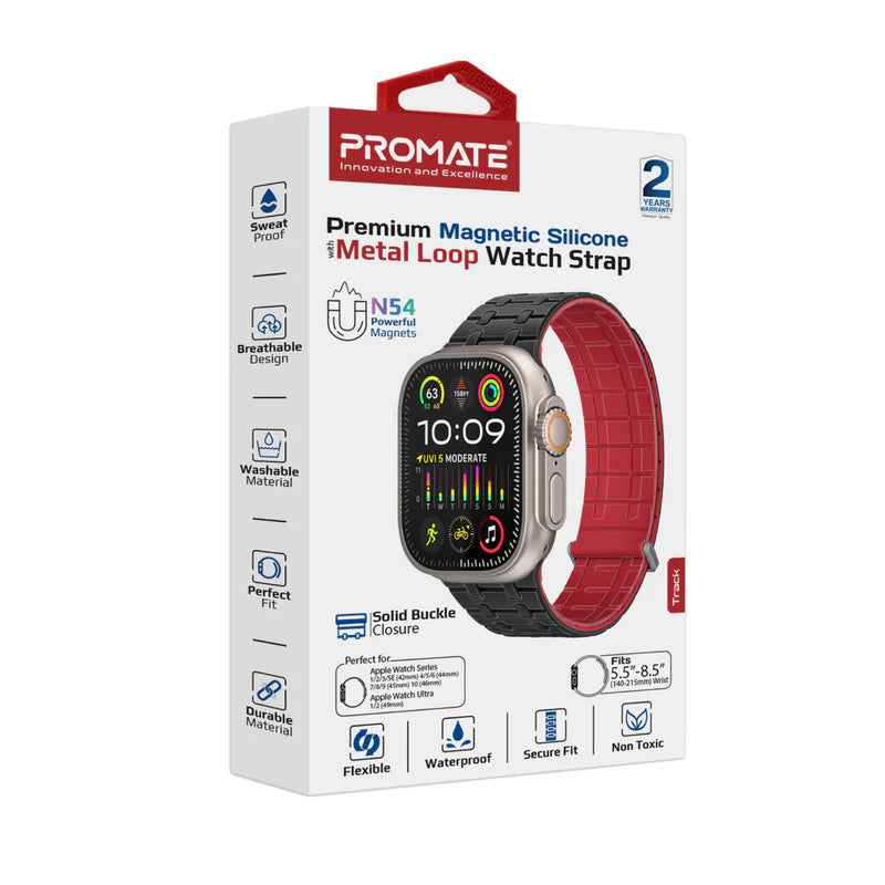 بروميت سوار ساعة فاخر من السيليكون المغناطيسي مع حلقة معدنية - أسود