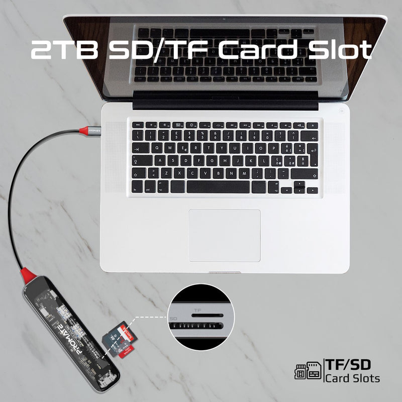 Promate 7-in 1 Transparent Multiport Slim USB-C Hub with 100W Power Delivery - Trans