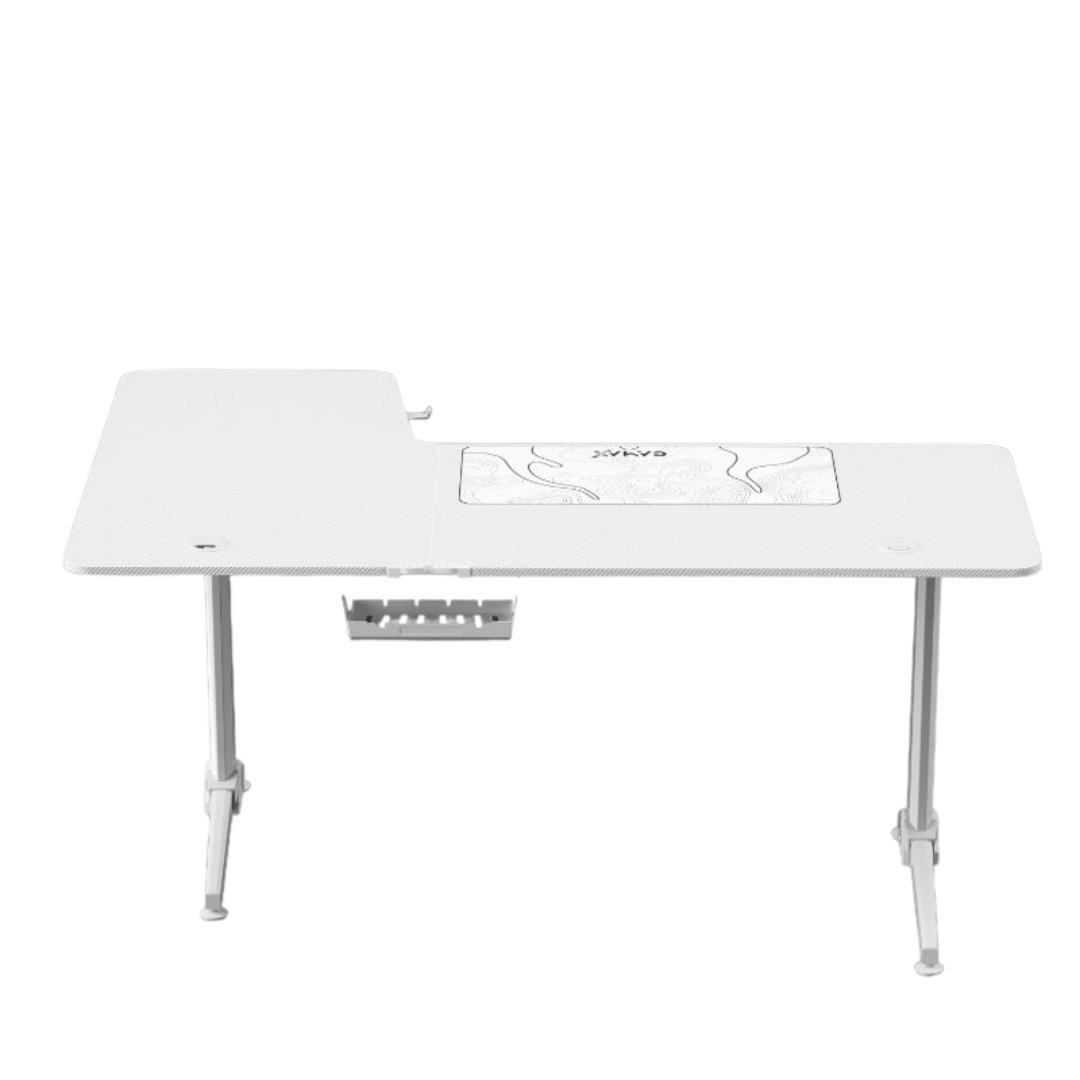 Gamax HY-R Gaming Table (L-Shaped) 160*100*75cm with Mousepad Right - White ( Installation not included )