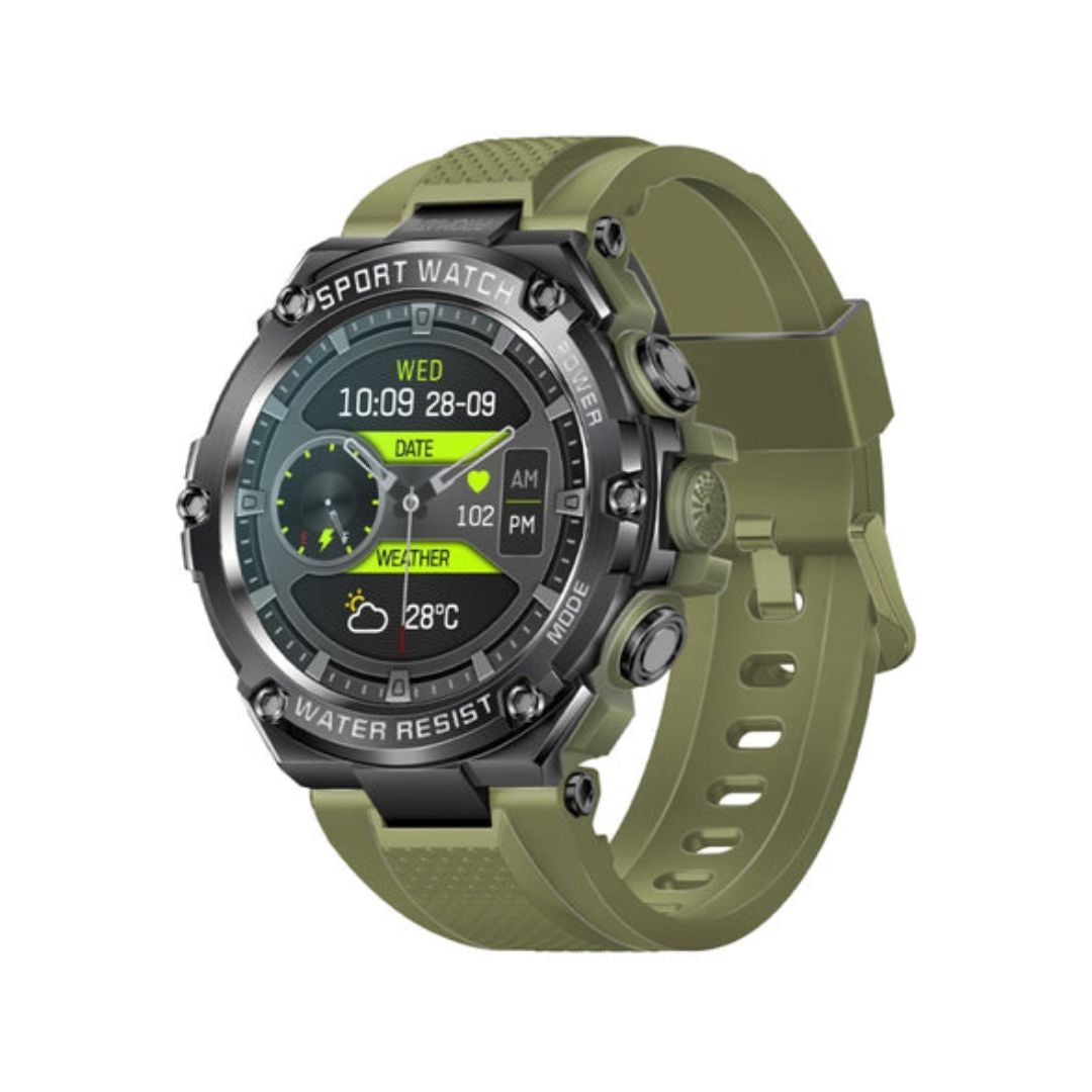 Promate 1.53" Round Screen Fitness Tracker Smartwatch with BT Calling IP67 Water Resistance  1.53" TFT Display  Heart Rate/SPO2/Step/Sleep/ Women Health Tracker  100+ Customized Watch Faces - Mid Night Green