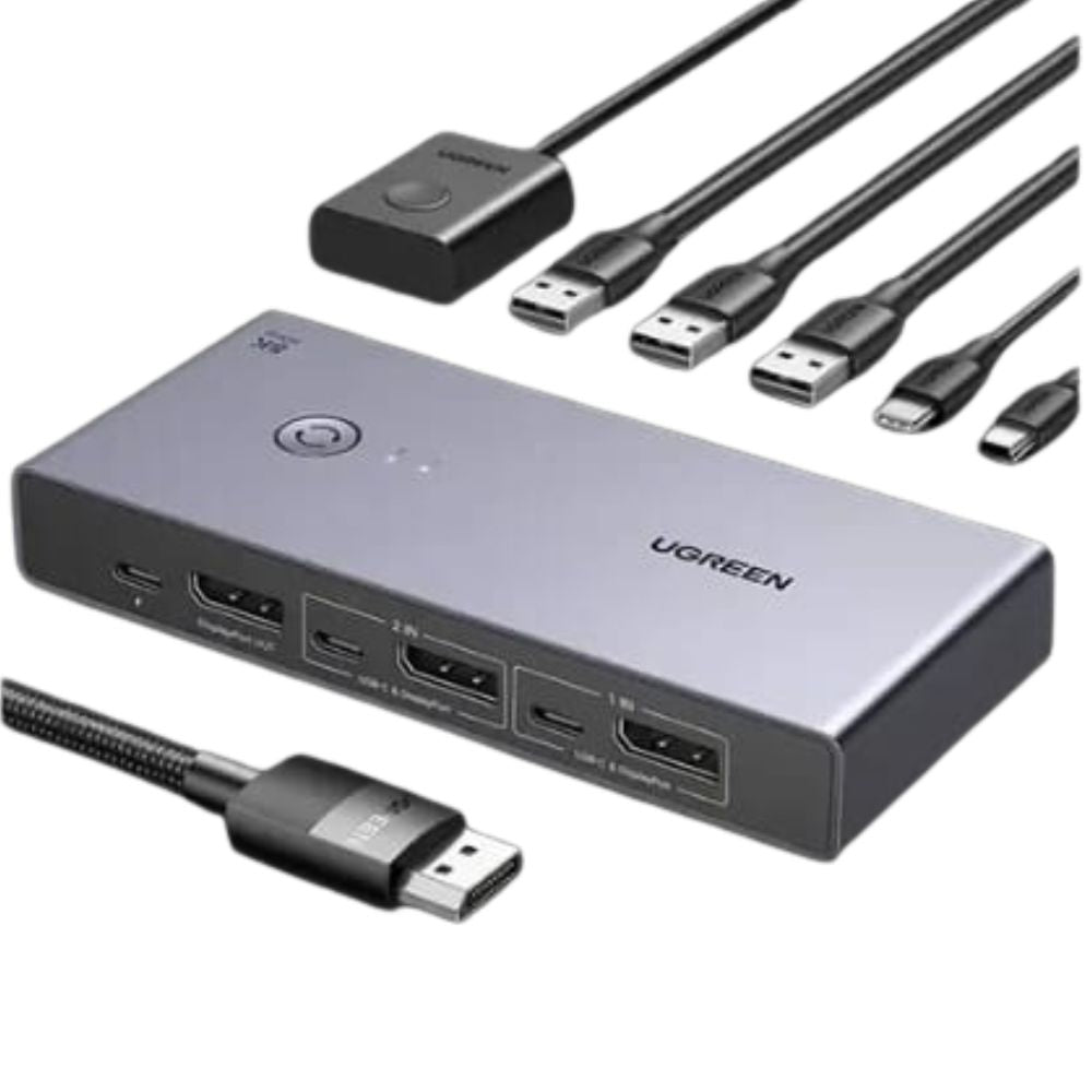 UGREEN DisplayPort KVM Switch  2 In 1 Out (2 PCs, 2 Monitors, 8K@60Hz, 4-Port) (CM695 - 25962)