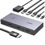 UGREEN DisplayPort KVM Switch  2 In 1 Out (2 PCs, 2 Monitors, 8K@60Hz, 4-Port) (CM695 - 25962)