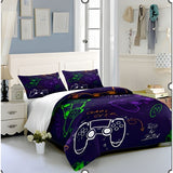 Purple with PS1 joystic logos Creative Fashionable Unique Design Bed & Pillow Sheet