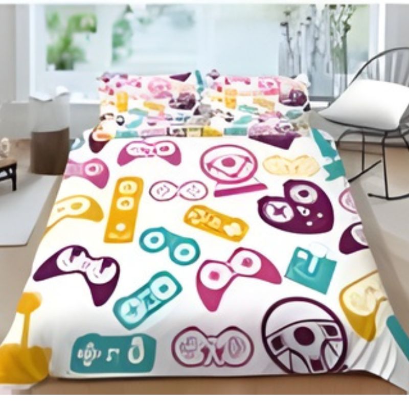 Colored Console joysticks Creative Fashionable Duvet Cover 3D Bed & pillow Sheet Size 145 X 210