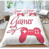 White with Pink Gamer joystic Creative Fashionable Unique Design Bed & Pillow Sheet