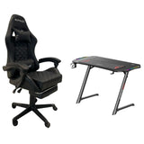 Gaming Furnuture Bundle Offer: Oartex OX-1160 Carbon Fiber Gaming Table + Gamax Gaming Chair Model 1-LT001L with  Armrest & Footrest - Black