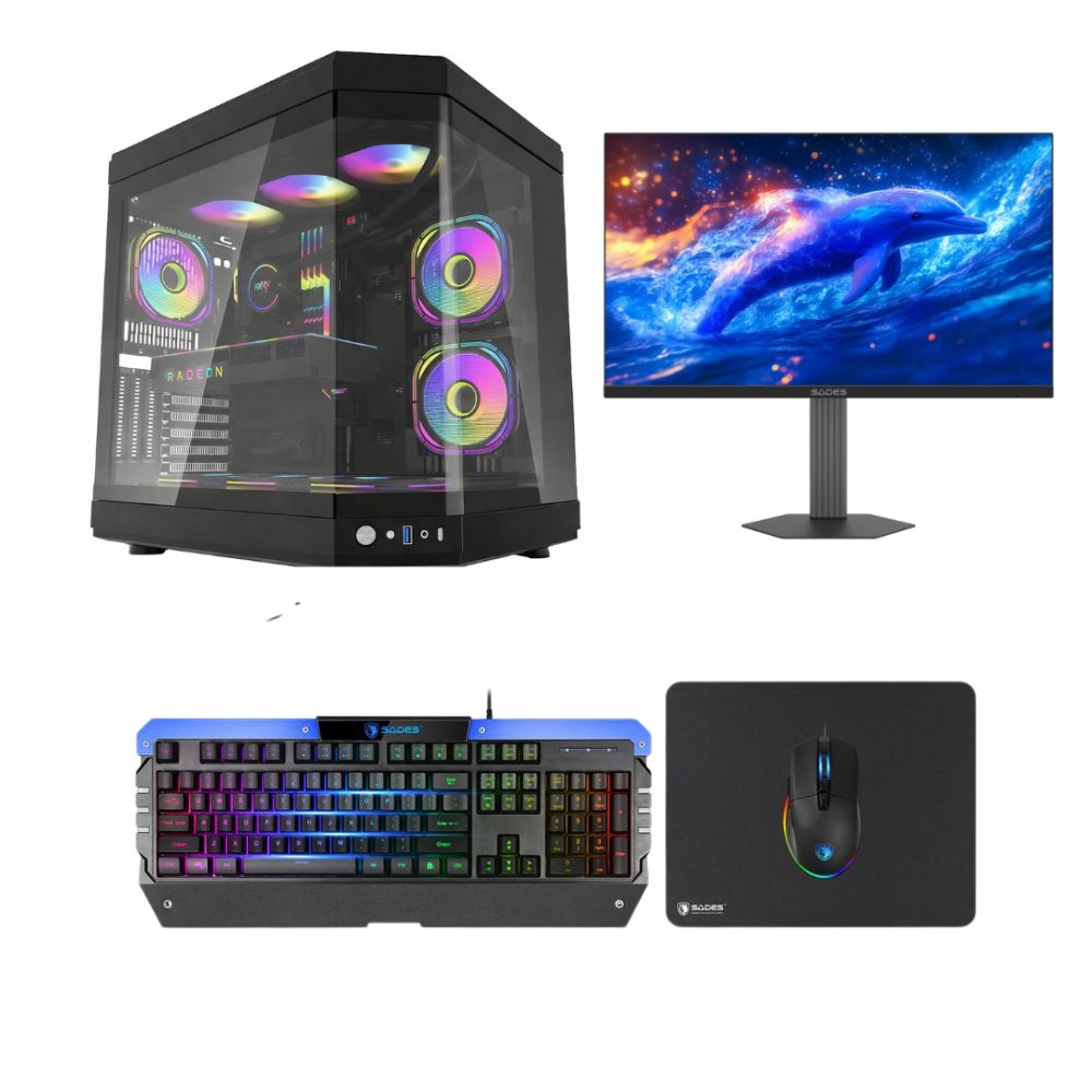 Gaming PC Bundle Intel Core i7-12700F, RTX 5060 Ti (VRAM 8GB), 16GB RAM DDR5 6000 with 27" 2K Monitor & 4-in-1 Gaming Kit