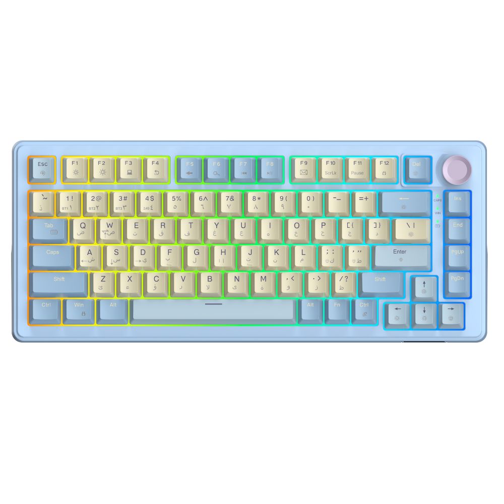 Sades Skyblade 82 82 Key Compact layout  75% with immersive RGB & Multi-Function Knob Wireless mechanical Gaming keyboard - Blue