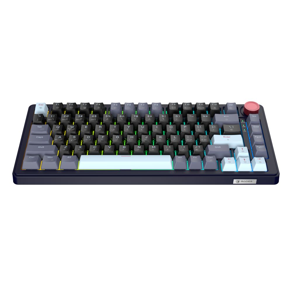 Sades Skyblade 82 82 Key Compact layout  75% with immersive RGB & Multi-Function Knob Wireless mechanical Gaming keyboard - Black