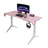 Gamax D2208P RGB Carbon fiber Gaming Table 120*60*74 cm with Mousepad - Pink & White (Installation Not Included)