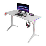 Gamax D2408W RGB Carbon fiber Gaming Table 140*60*74 cm with Mousepad - White (Installation Not Included)