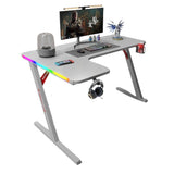 Gamax P201-LW RGB Carbon fiber Gaming Table 140*100*74 cm with Mousepad (L Shape - Left) - White (Installation Not Included)