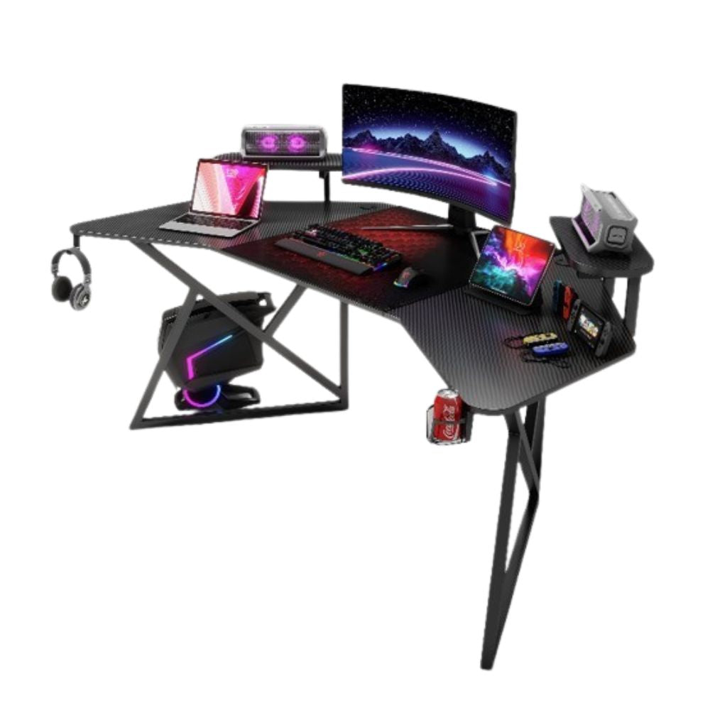 Gamix Table Gamax D2204B Curved Carbon fiber Gaming Table 180*70*74 cm with Multi ...