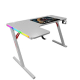 Gamax P201-LW RGB Carbon fiber Gaming Table 140*100*74 cm with Mousepad (L Shape - Left) - White (Installation Not Included)