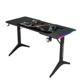 Gamax D2408B RGB Carbon fiber Gaming Table 140*60*74 cm with Mousepad - Black (Installation Not Included)