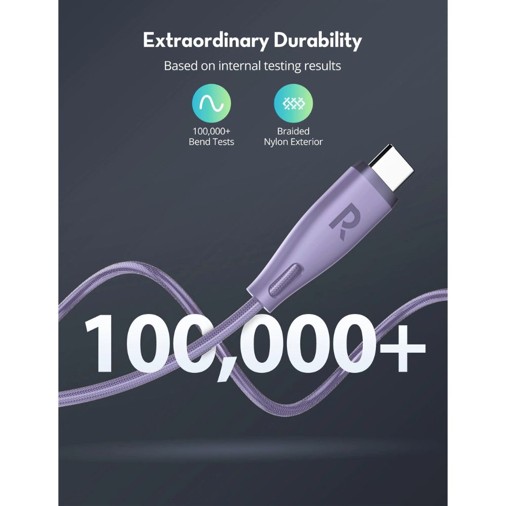 RAVPower RP-CB1037 60W C-C 1.2M USB2.0 3A Cable Purple - RP-CB1037P