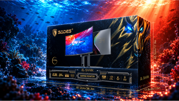 Sades BL-Shark 34" WQHD (3440x1440) 200Hz Refresh Rate, 0.3 Response Time, HDMI 2.1, VA Curved Gaming Monitor - Black